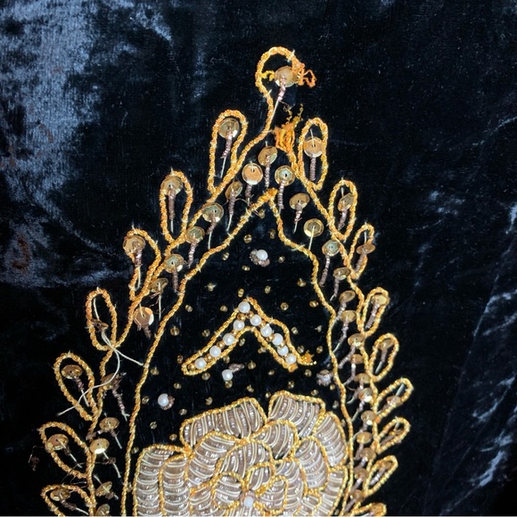 Vintage 1980s Tan-Chho Black Gold Embellished Tent Duster Coat Sold As Is - Picture 4 of 14